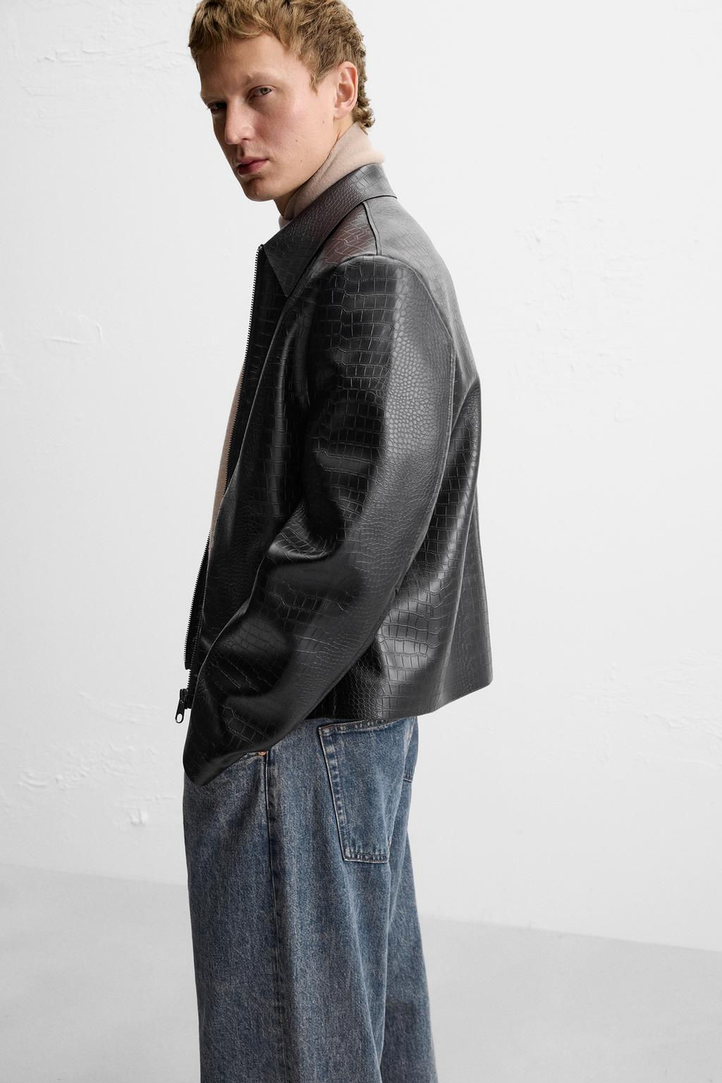 EMBOSSED LEATHER EFFECT OVERSHIRT - Zara фото 5