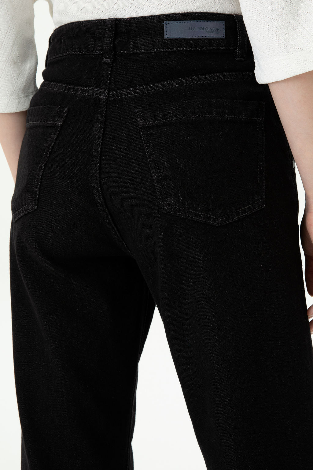 Джинсы Mom High Waist Fit черные из хлопка