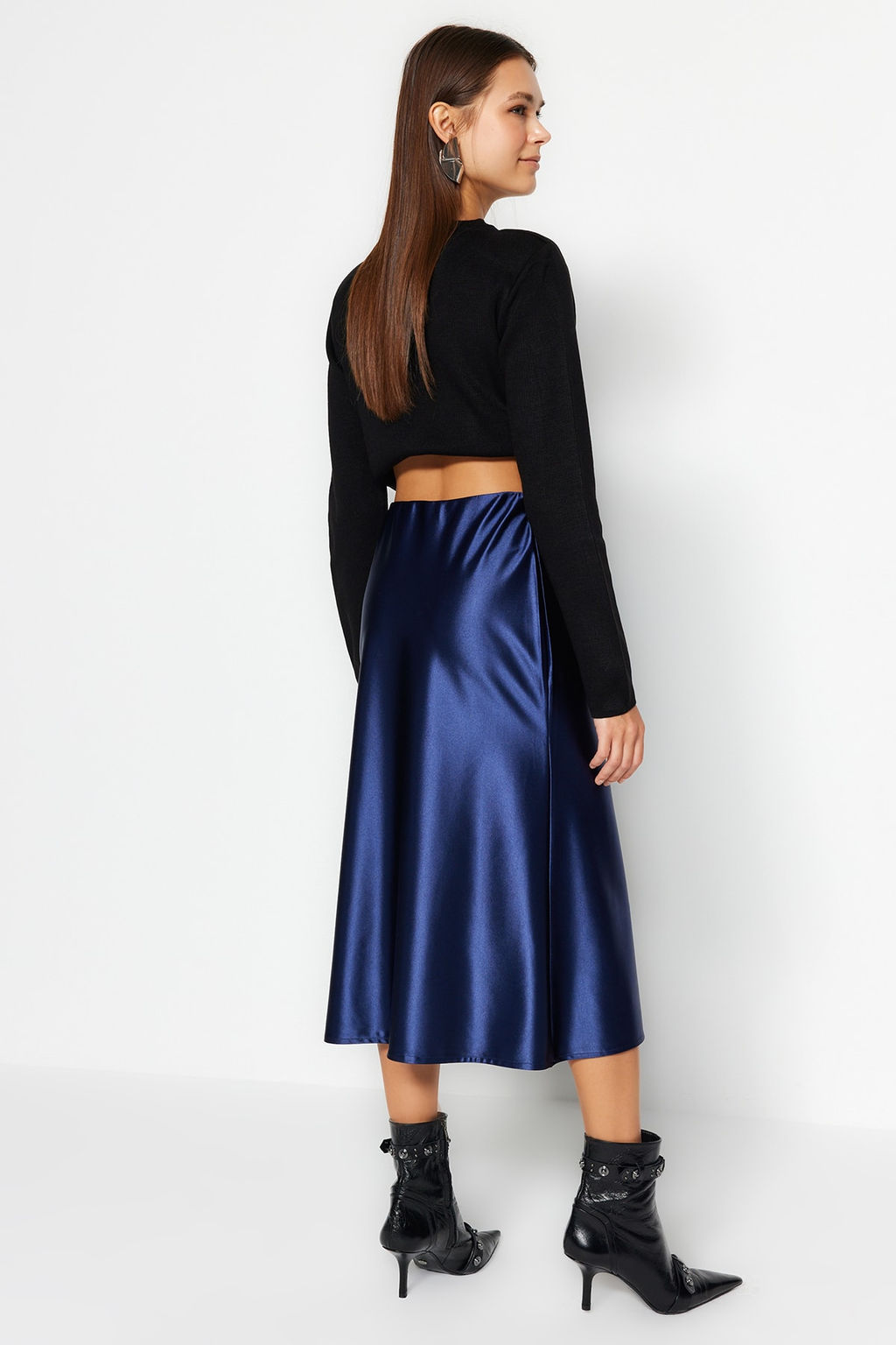 TRENDYOLMILLA Indigo Saten A Kesim/Can Form Midi Orme Etek TWOAW24ET00088 фото 10