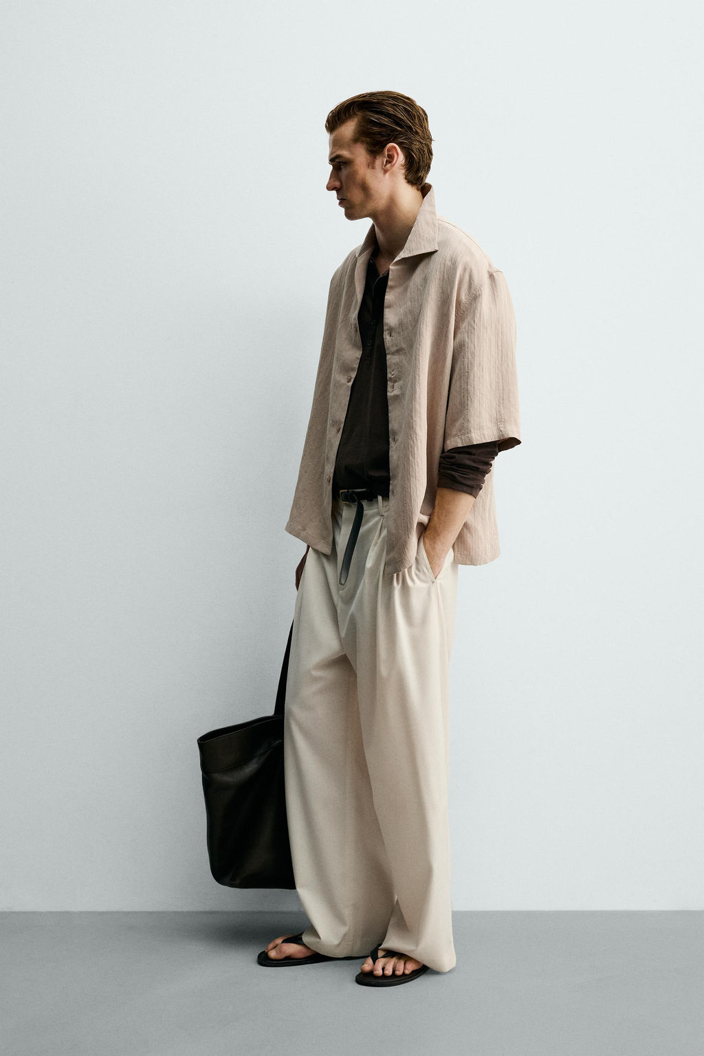 CAMISA BOXY FIT JACQUARD RAYAS / Crudo - Zara фото 4