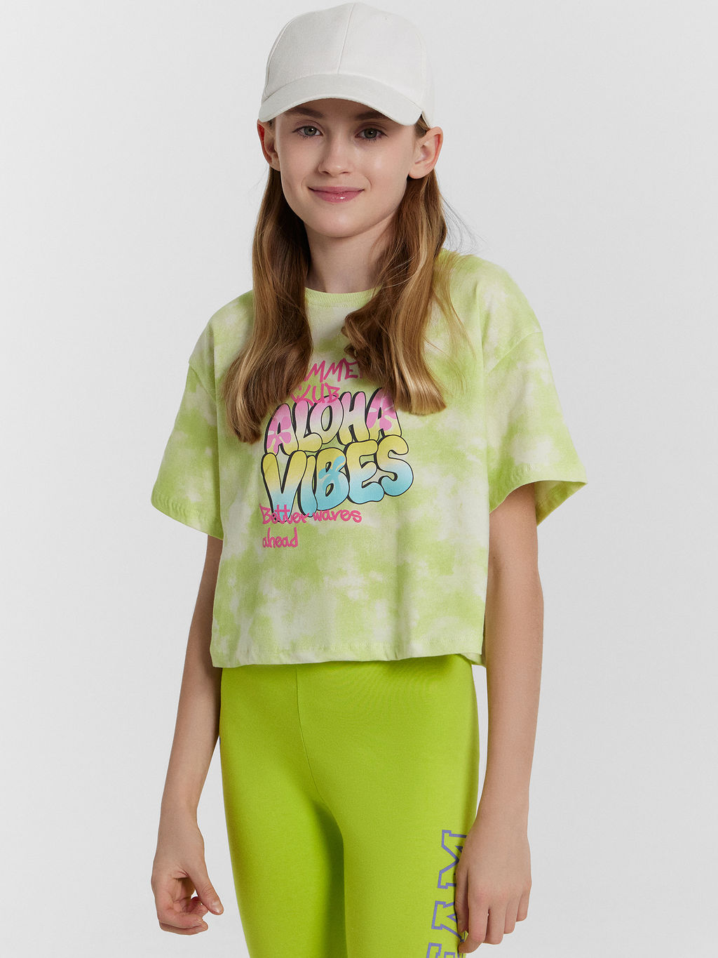 Футболка для девочек с надписью Aloha vibes