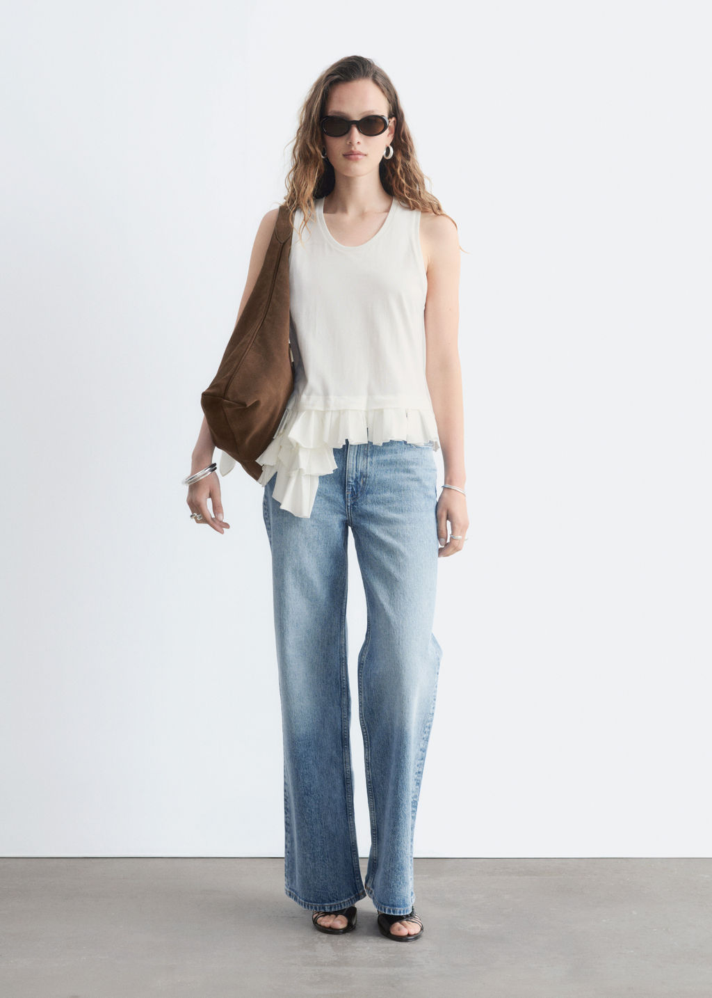 Camiseta de tirantes con pliegues de caja - H&m фото 4