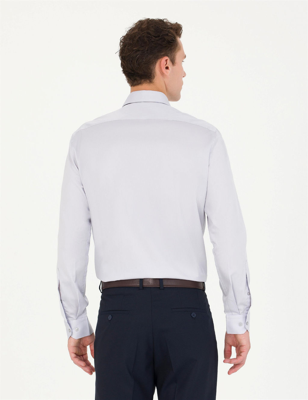 Gri Slim Fit Uzun Kollu Basic G_mlek