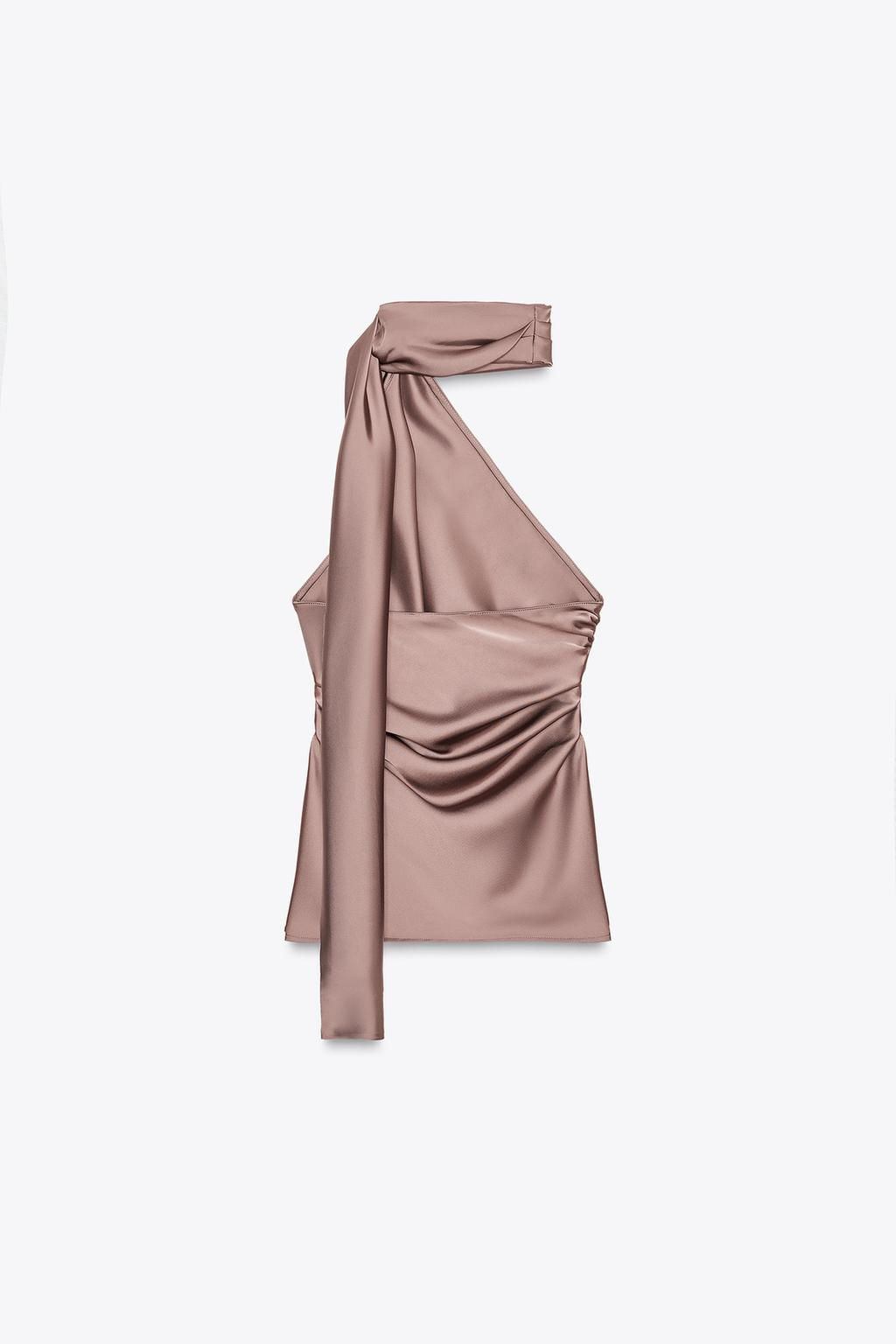 SATIN HALTER SCARF TOP - Zara фото 5