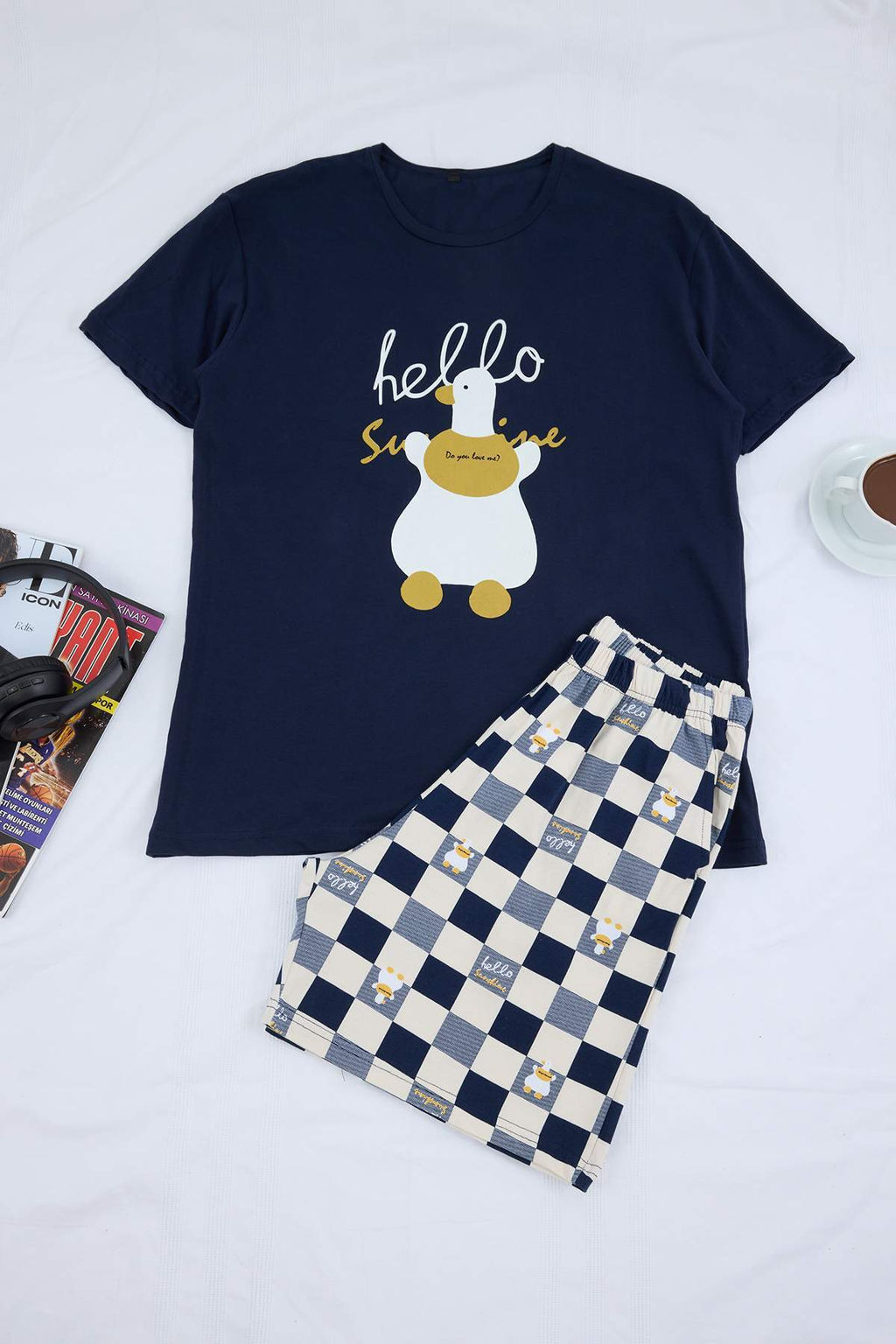 Mavi Regular Fit Ordek Desenli Orme Pijama Tak?m? TMNAW26PT00008 - Trendyolmilla фото 4