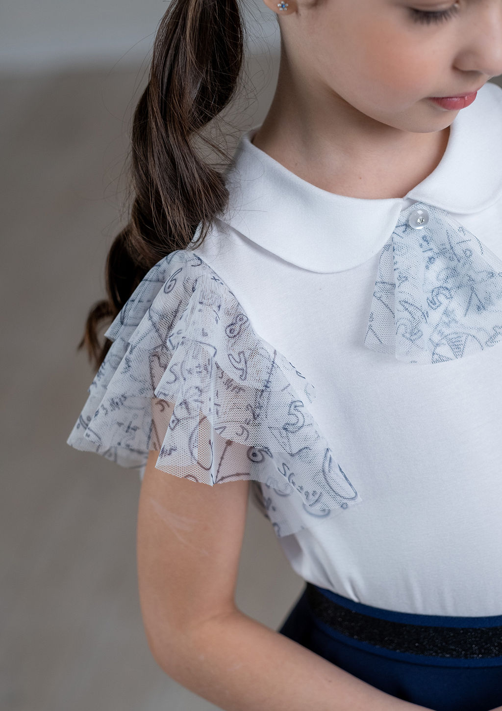 Сандра, блузка трикотажная бел.синий/122-60-54 - Alolika фото 5