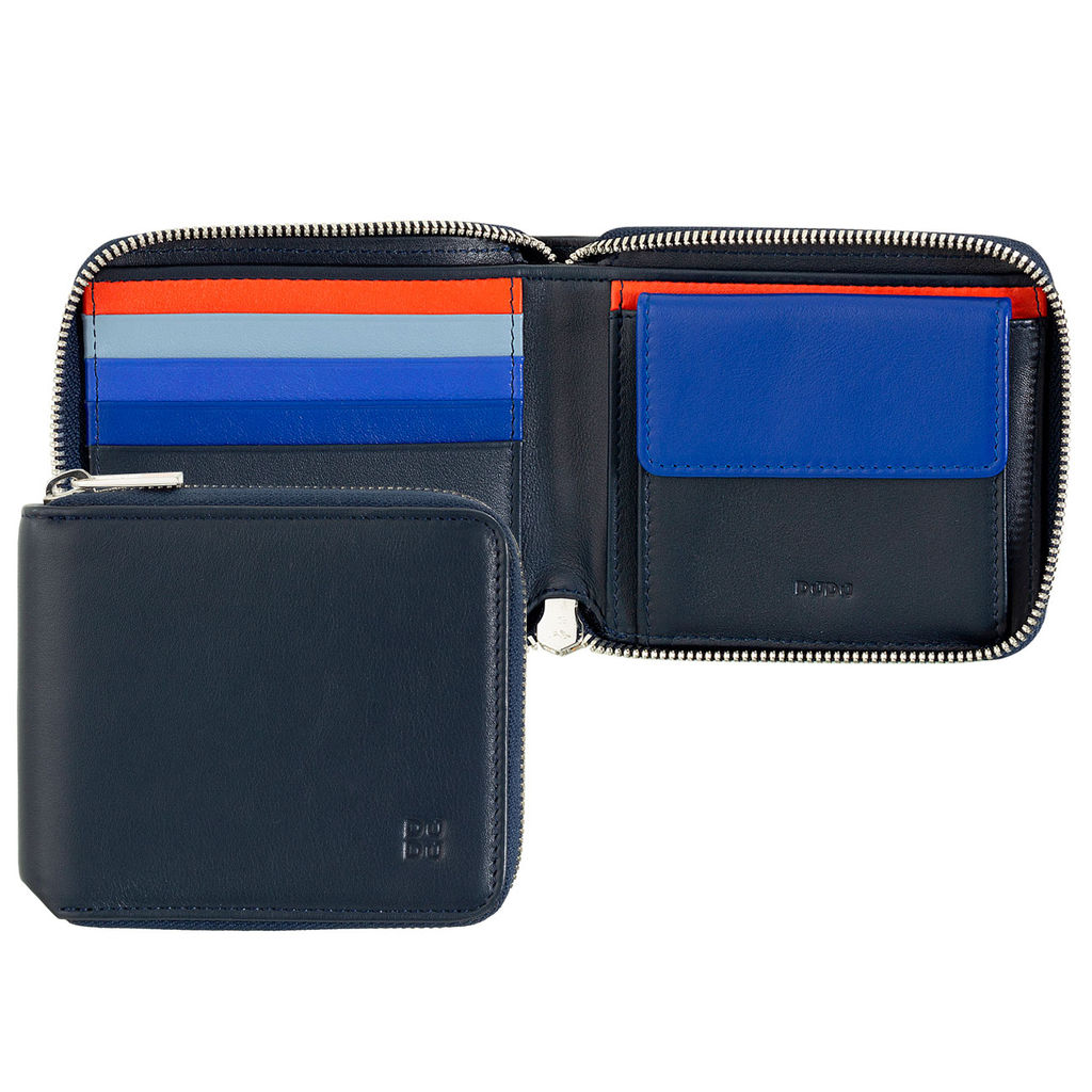 Итальянский кожаный кошелек на молнии DuDu серии Faro | морской