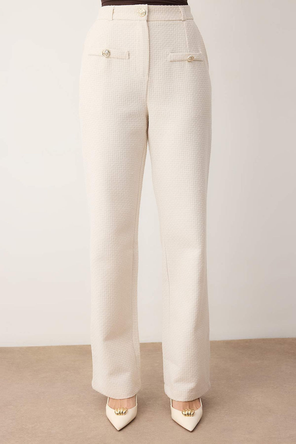 Ekru Tuvit Dugme Detayl? Pantolon TWOAW26PL00172