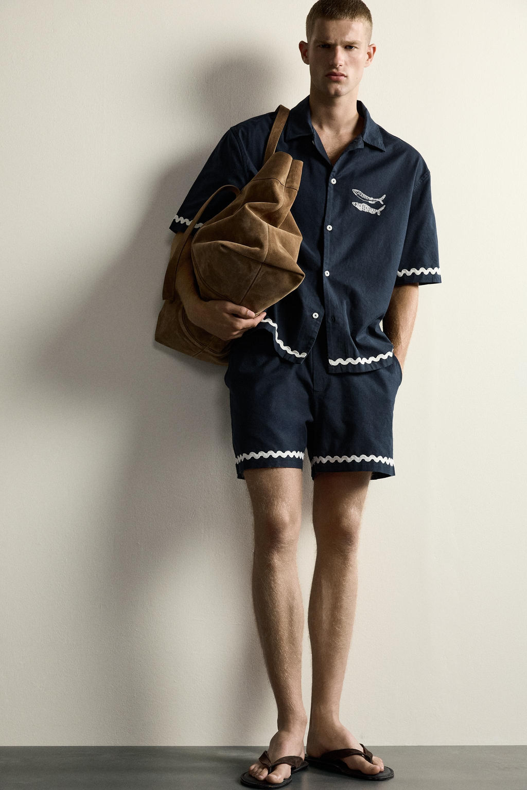 CAMISA RELAXED FIT BORDADO PECES / Marino - Zara фото 5