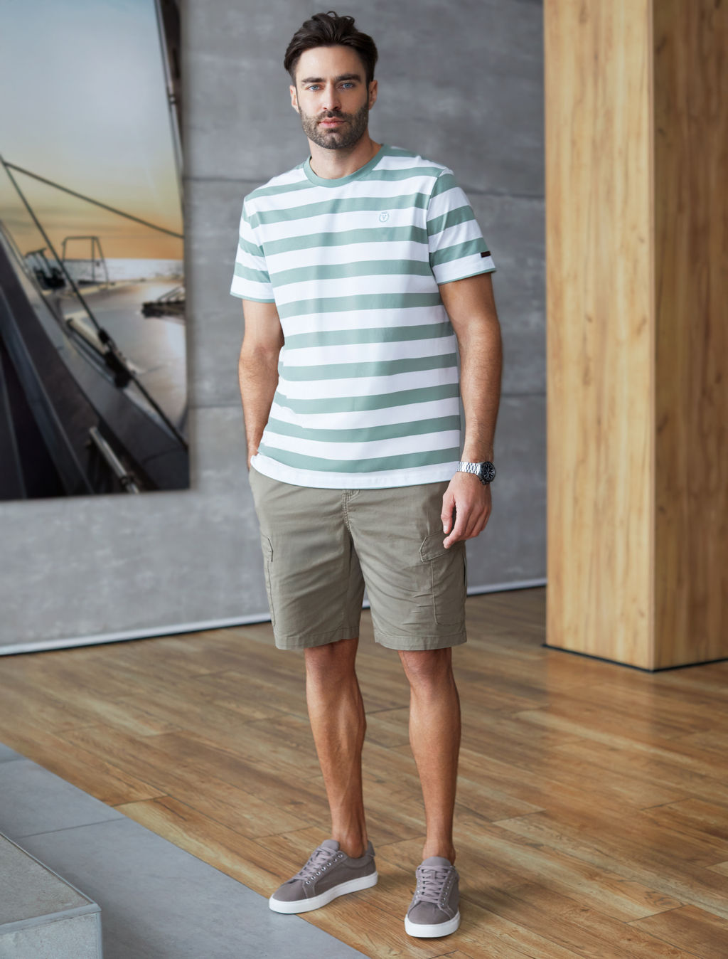 VILATTE / Шорты-карго из эластичного хлопкового твилла  фото 4