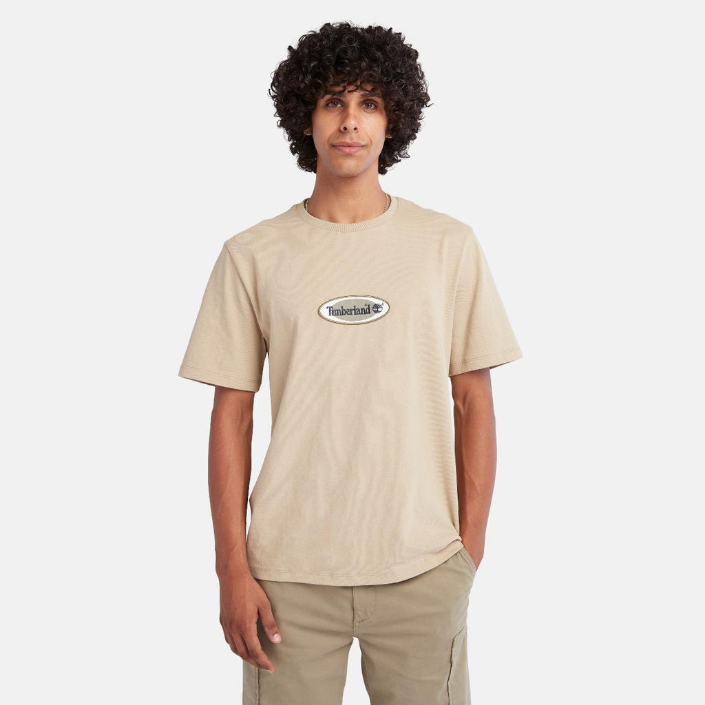 Футболка Timberland T-Shirt Oval Logo Authentic Fit бежевая  фото 3