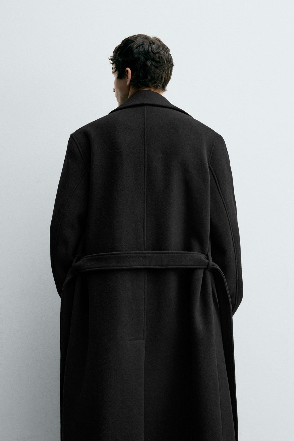 DOUBLE-BREASTED WOOL BLEND COAT WITH BELT - Zara фото 3