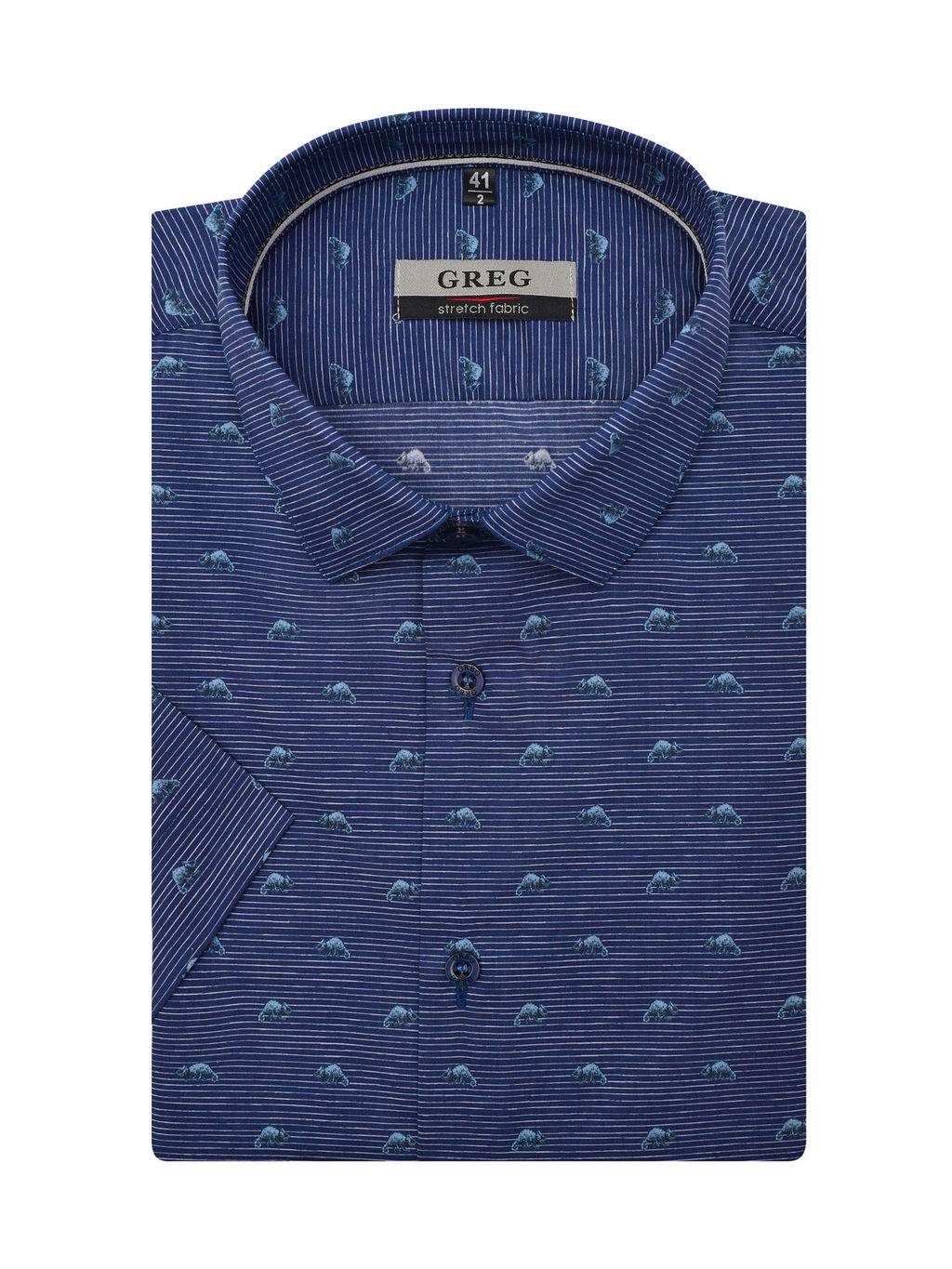 Сорочка мужская короткий рукав GREG 223/207/2832/ZN/1p STRETCH