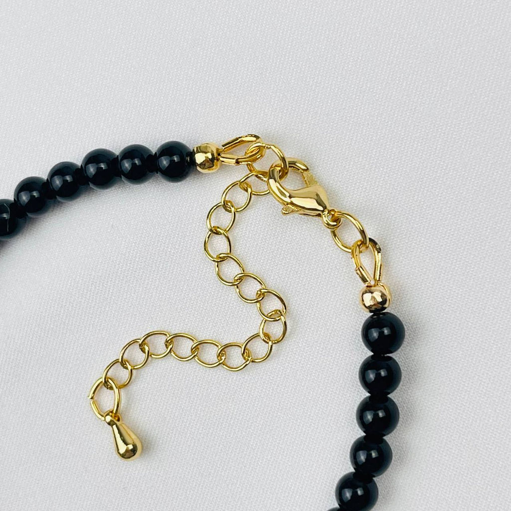 Браслет из черного Агата и Коралла 16,5 см +