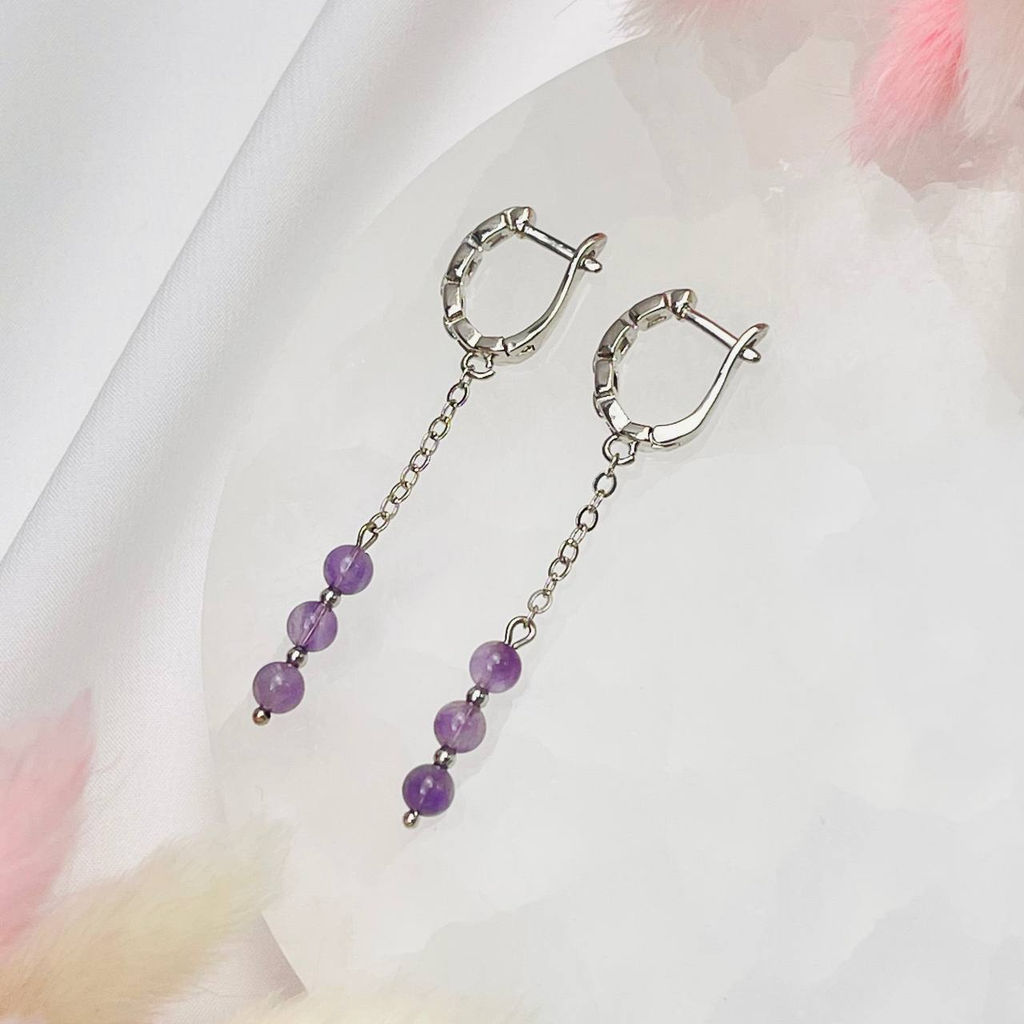 Серьги на цепочке из Аметиста