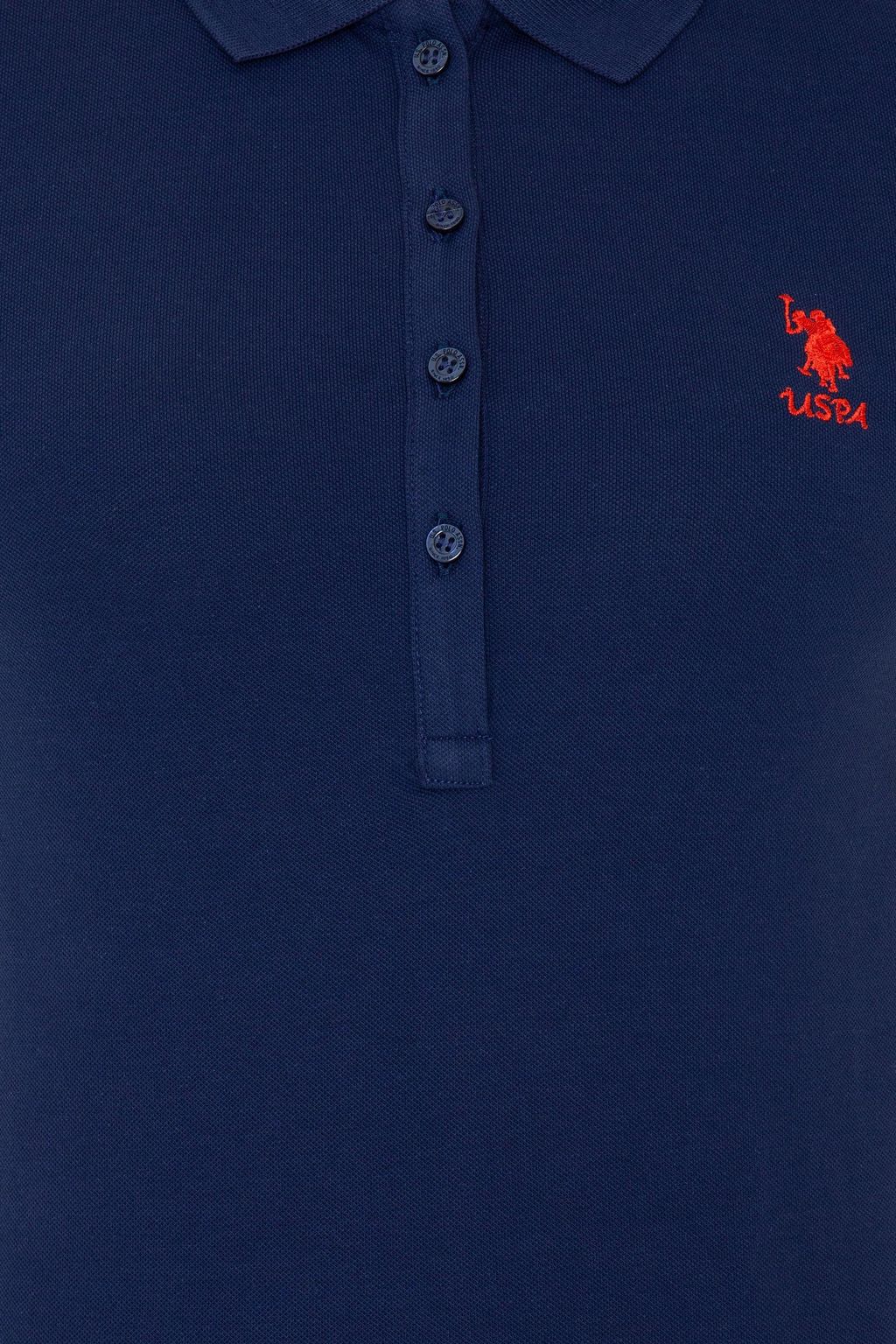 U. S. Polo Assn Женская темно-синяя базовая футболка с воротником-поло - U.s. polo assn фото 6