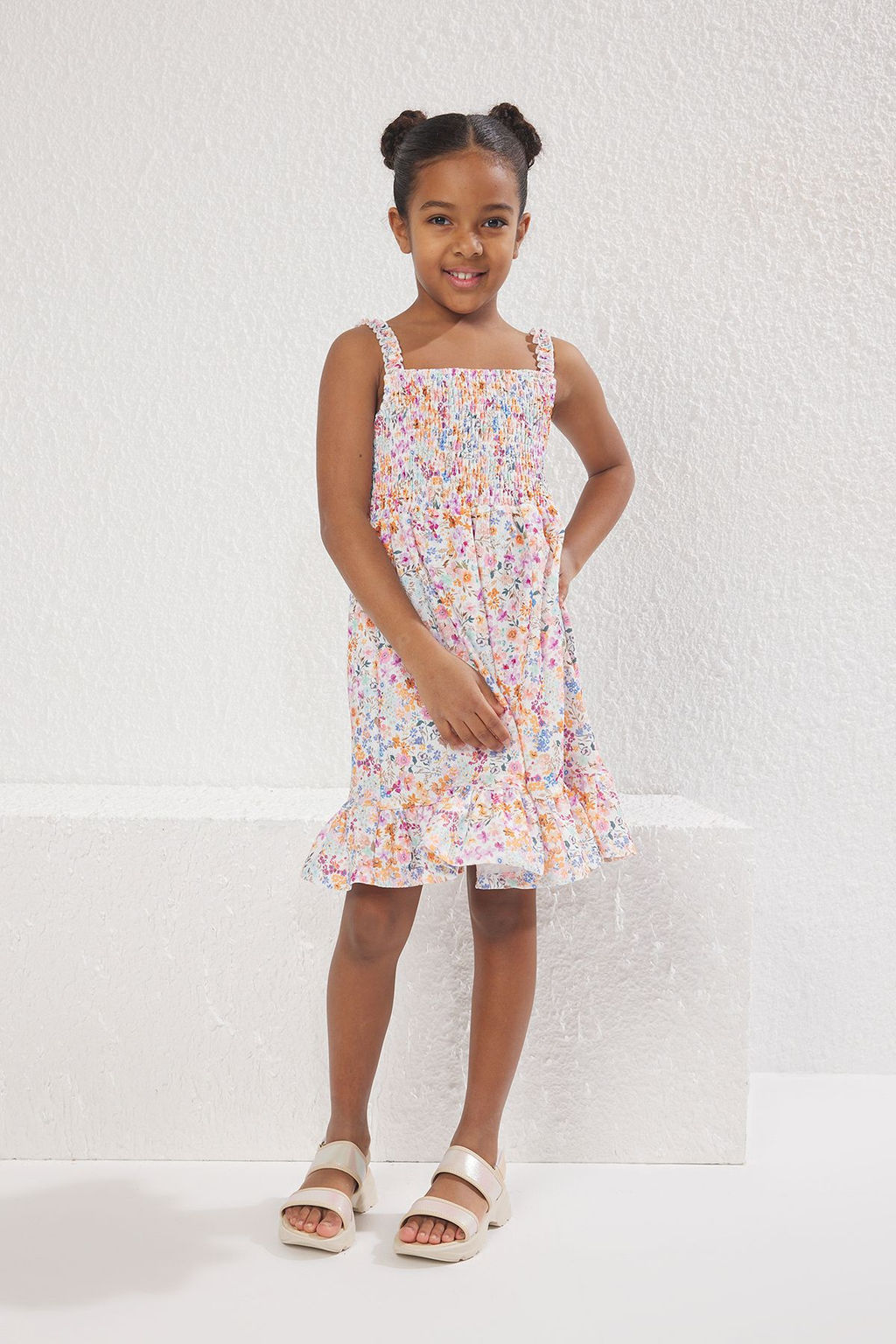 Pembe K?z Cocuk Cicekli Ask?l? Mini Orme Elbise TKDSS25EL00064 - Trendyolmilla фото 2