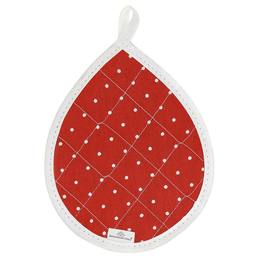 Горошек на красном Кухонный комплект: прихватка 20х18см Капелька - 2шт, хлопок Премиум 191г/м2 - хлопок 100%, наполнитель - ватин 280гр/м2, Домашняя мода (Россия)  фото 2