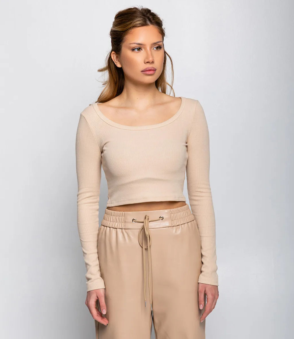 Кроп-Топ #КТ1121 (3), светло-бежевый