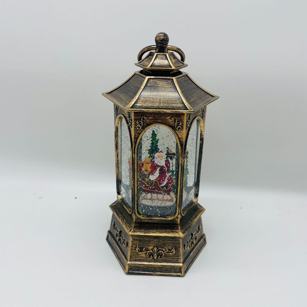 Новогодний декор Фонарь стекло - Дед Мороз в санях 26 см (арт. 8894A) - Ип лебедев о.ю фото 5