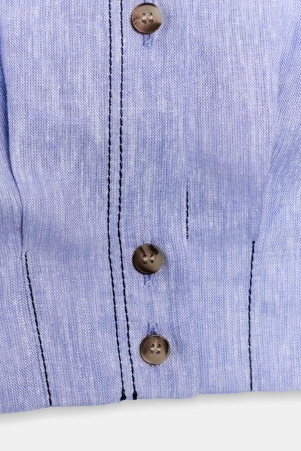 TOP PESPUNTES CON LINO / Azul claro