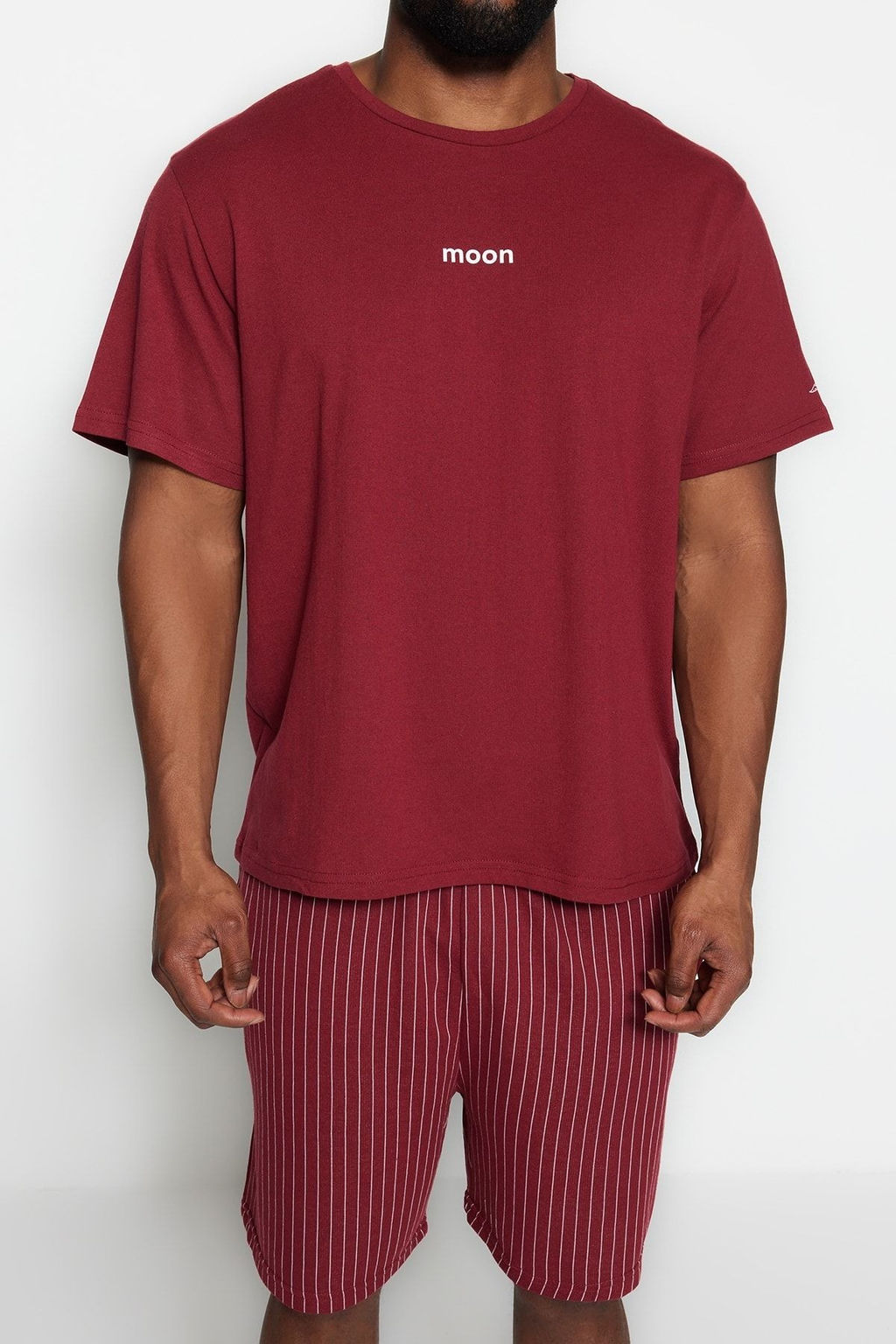 TRENDYOL MAN Buyuk Beden Bordo Regular Fit Rahat Bask?l? Sortlu Pijama Tak?m? TMNSS23PT00014 - Trendyolmilla фото 21