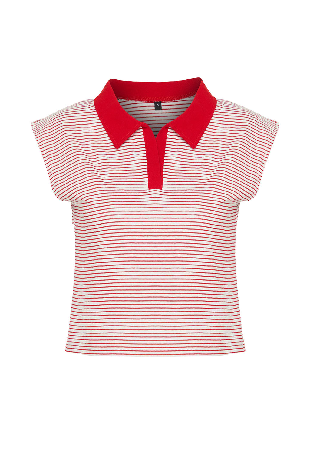 K?rm?z? Cizgili Kal?n Pamuklu Polo Yaka Regular/Normal Kal?p Orme T-Shirt TWOSS24TS00075