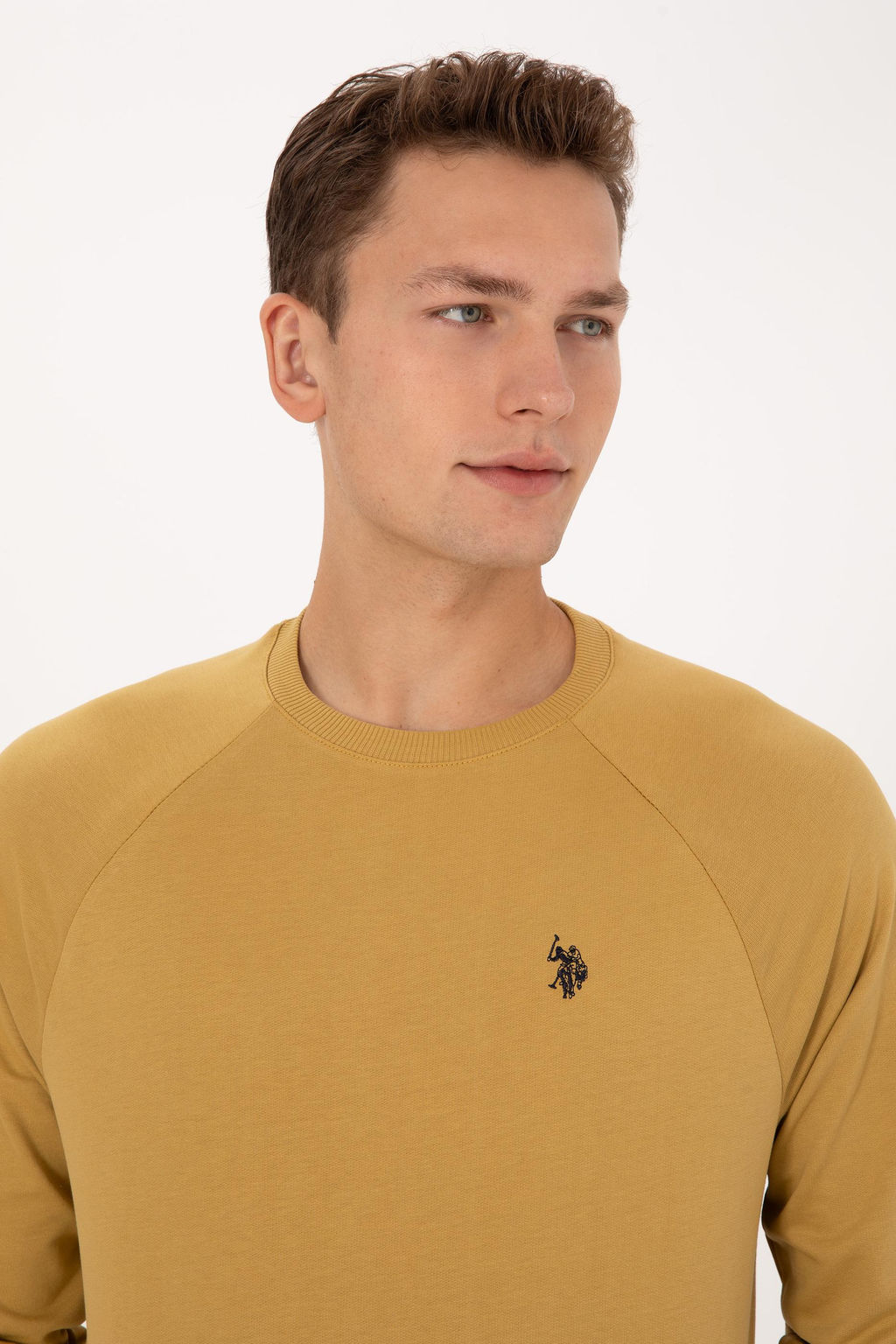 Erkek Regular Fit Bisiklet Yaka Hardal _nce Basic Sweatshirt Sepette S_rpriz _ndirim