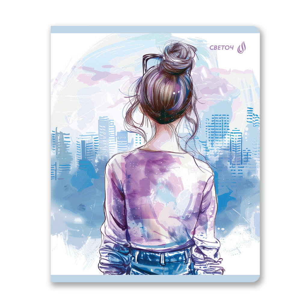 Светоч Т81 Тетрадь ученическая общая, выборочный лак, A5 80 л. на скобе 65 г/кв.м , белизна 100 % 5 шт. клетка 01127 Оглянись