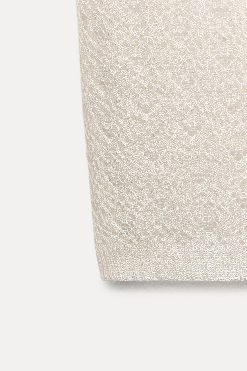 FINE KNIT OPENWORK T-SHIRT - Zara фото 6