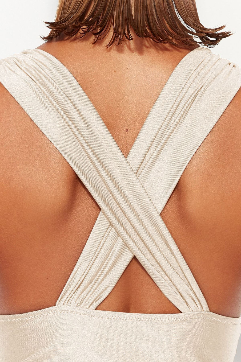 Ekru Derin Dekolteli Drapeli Regular Core Mayo TBESS20MA0294