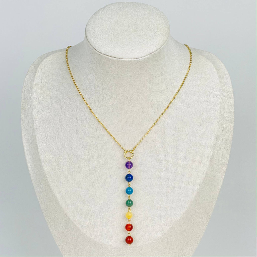 Колье на цепочке 7 чакр с Самоцветами