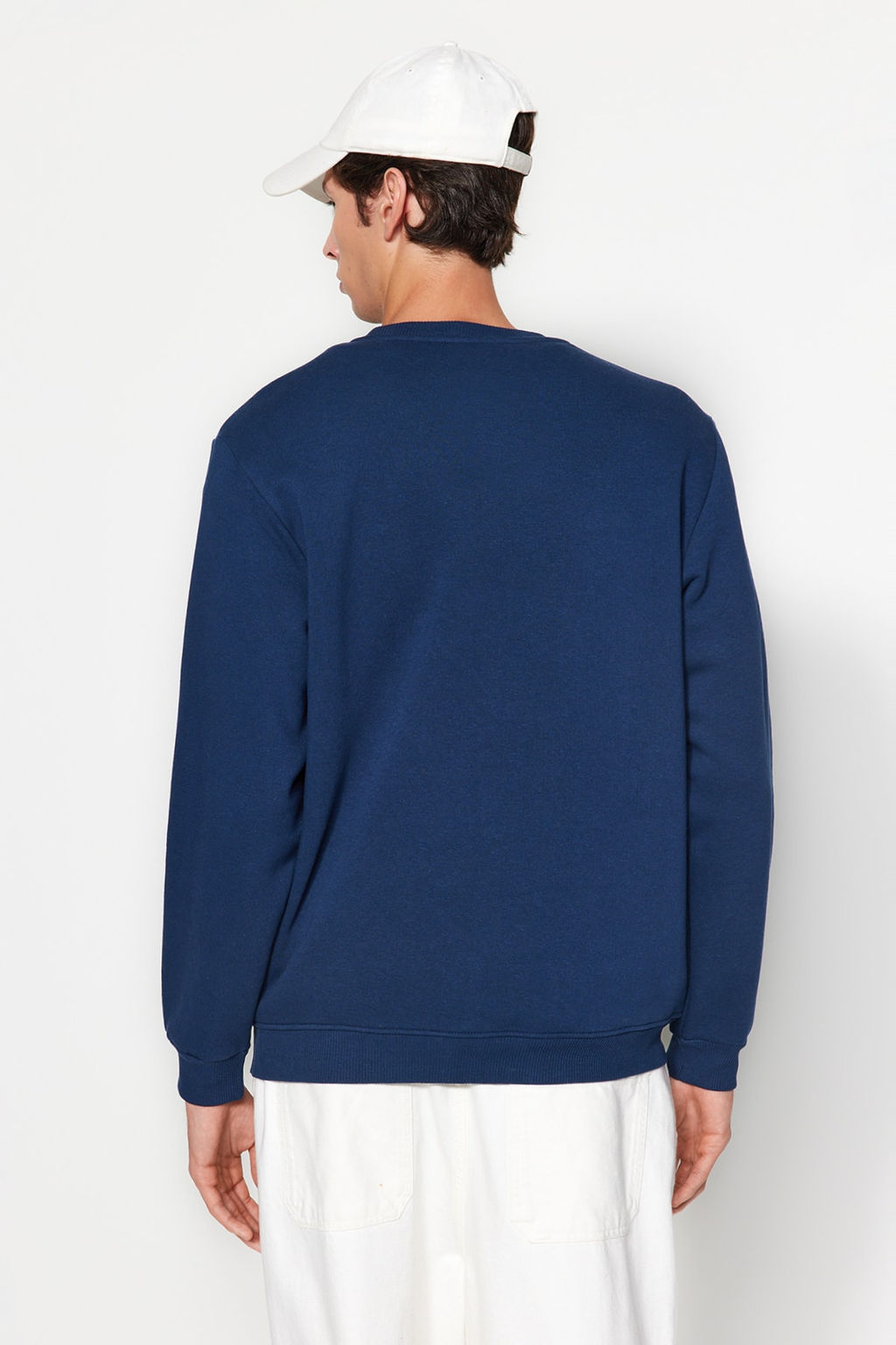 TRENDYOL MAN Indigo Regular/Normal Kesim Arma Nak?sl? Ici Polar/S?cak Tutan Sweatshirt TMNAW24SW00127 - Trendyolmilla фото 5