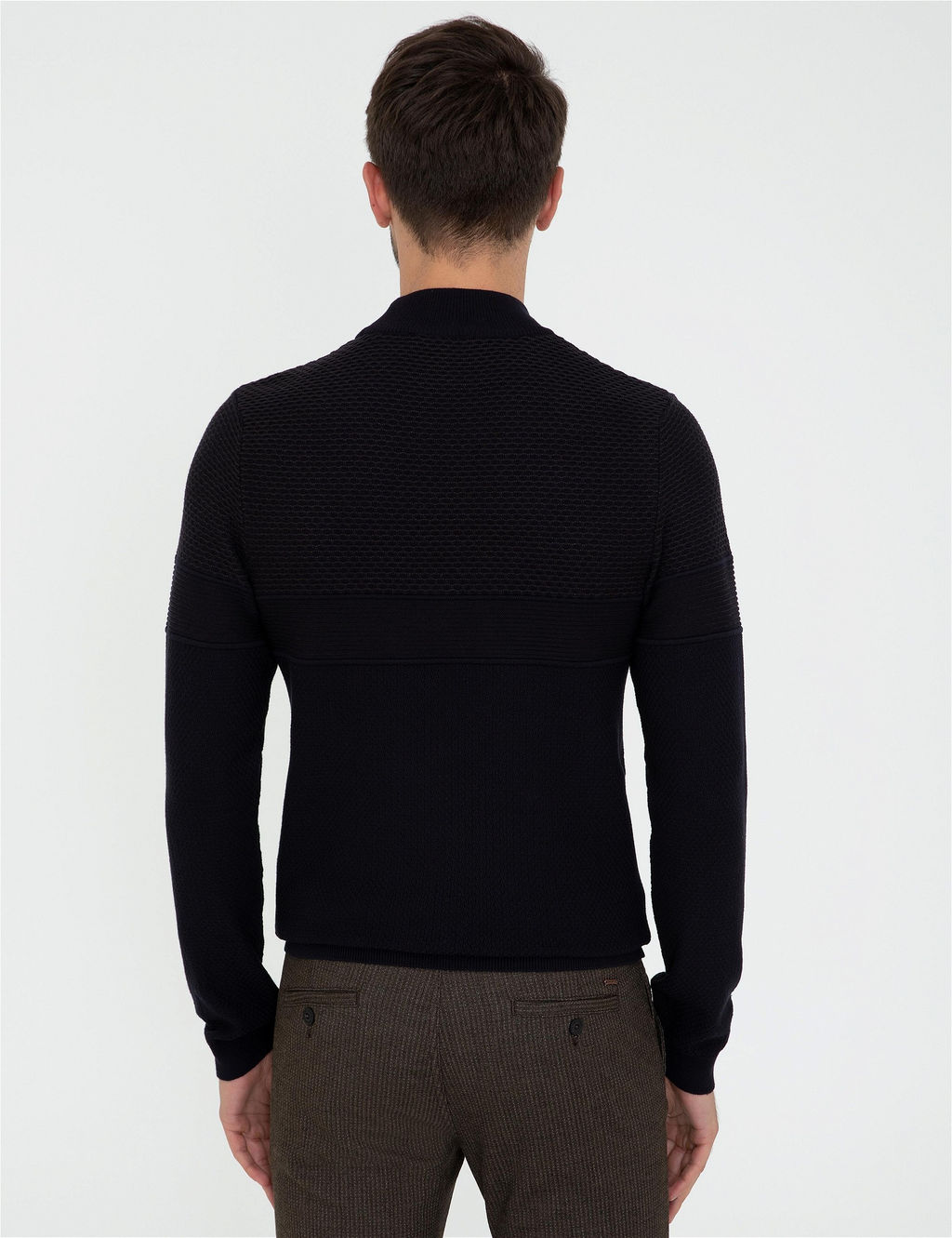 Lacivert Slim Fit Yar_m Bal_k__ Yaka Triko Kazak - Pierre cardin фото 4