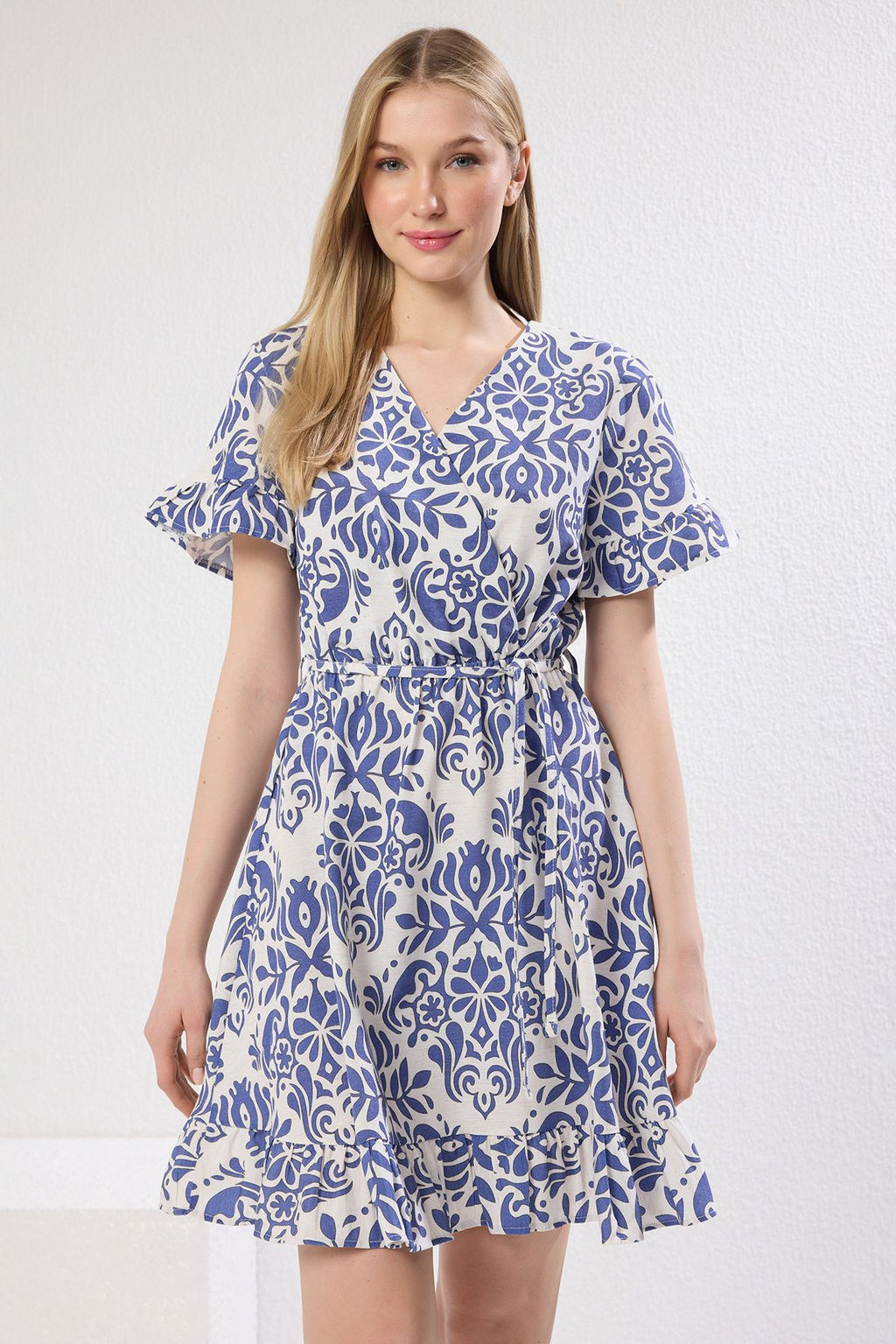 Siyah Kusakl? Cicekli F?rf?rl? Mini Dokuma Elbise TWOSS24EL00760 - Trendyolmilla фото 14