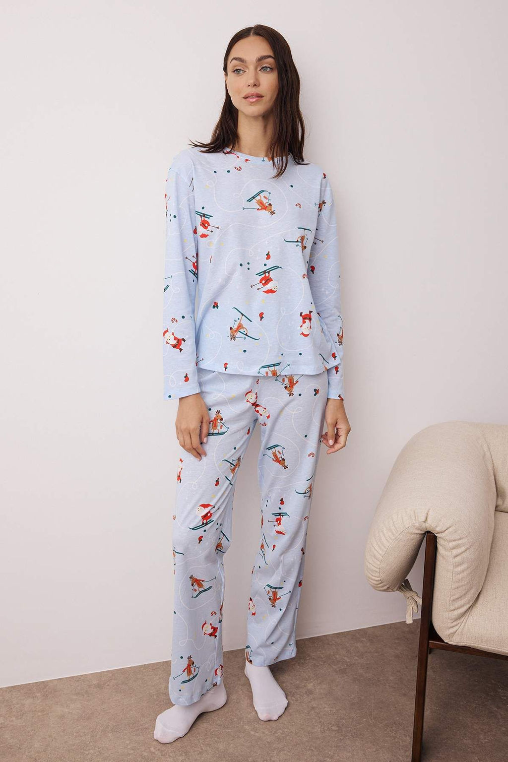 Mavi Y?lbas? Desenli Orme Pijama Tak?m? THMAW26PT00055 - Trendyolmilla фото 2