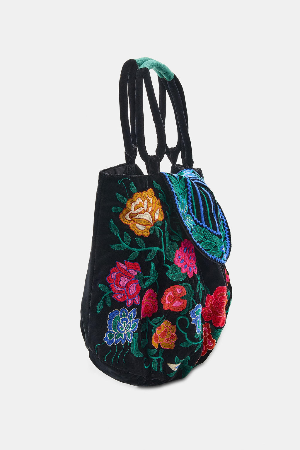 MAXI VELVET BAG WITH FLORAL EMBROIDERY - Zara фото 4