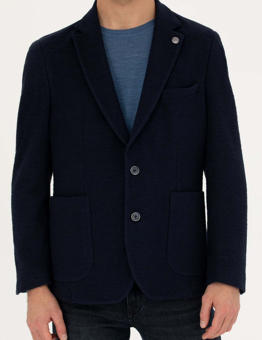 Lacivert %100 Pamuk Extra Slim Fit Spor Ceket