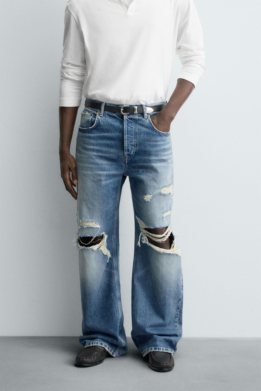 RIPPED RELAXED FIT JEANS - Zara фото 2