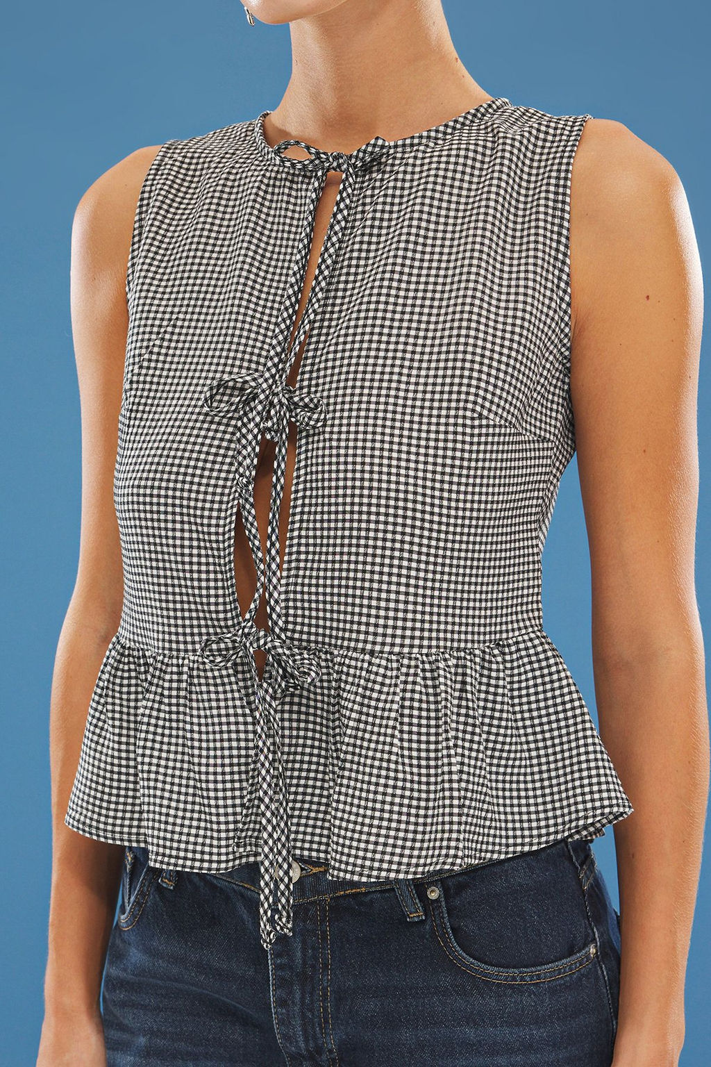 Siyah Potikareli Onu Baglama Detayl? Dokuma Bluz TWOSS25BZ00252 - Trendyolmilla фото 5