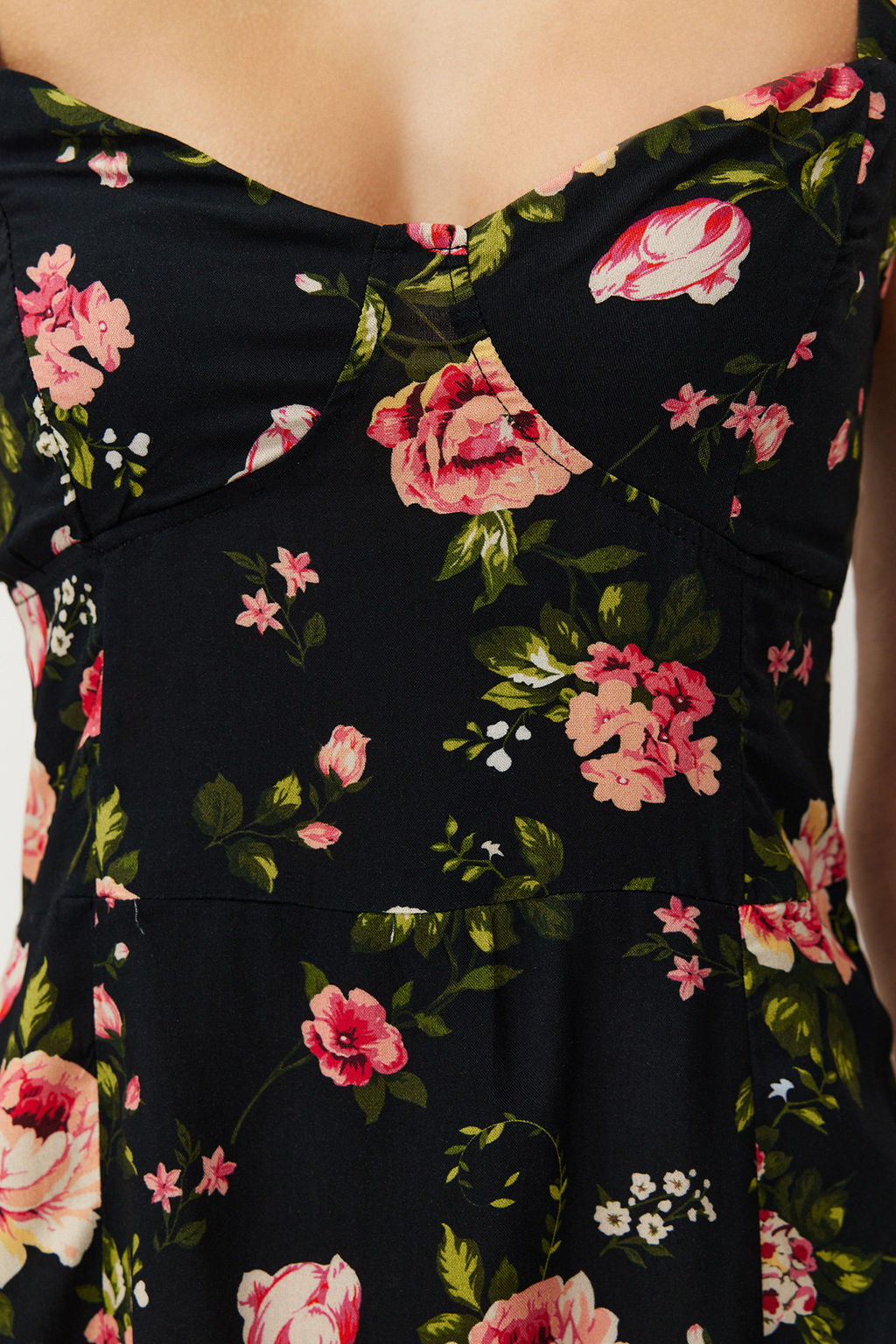 Siyah Cicekli A Kesim Viskon Midi Dokuma Elbise TWOSS24EL00714 - Trendyolmilla фото 5