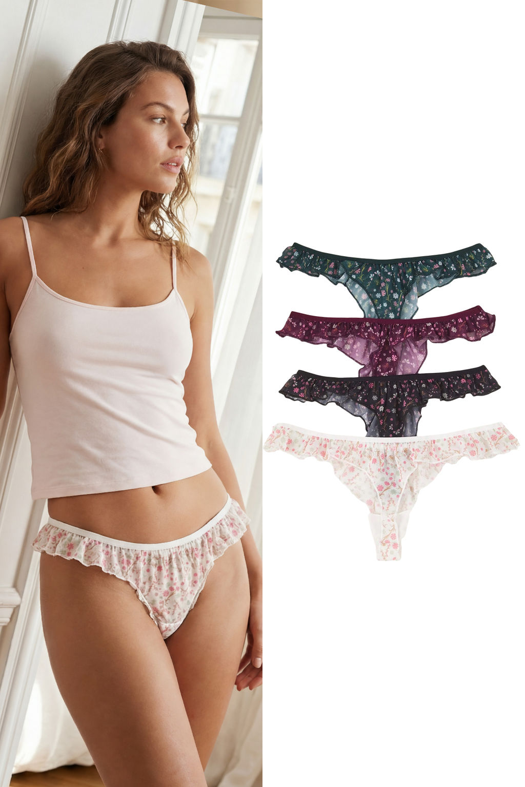 Cok Renkli 4lu Paket Tul Cicekli Tanga Orme Kulot THMAW26KU00023 - Trendyolmilla фото 4
