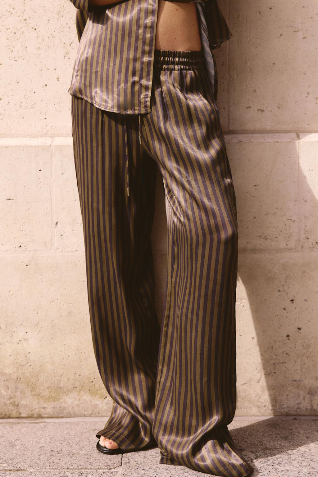 STRIPED SATIN TROUSERS - Zara фото 2