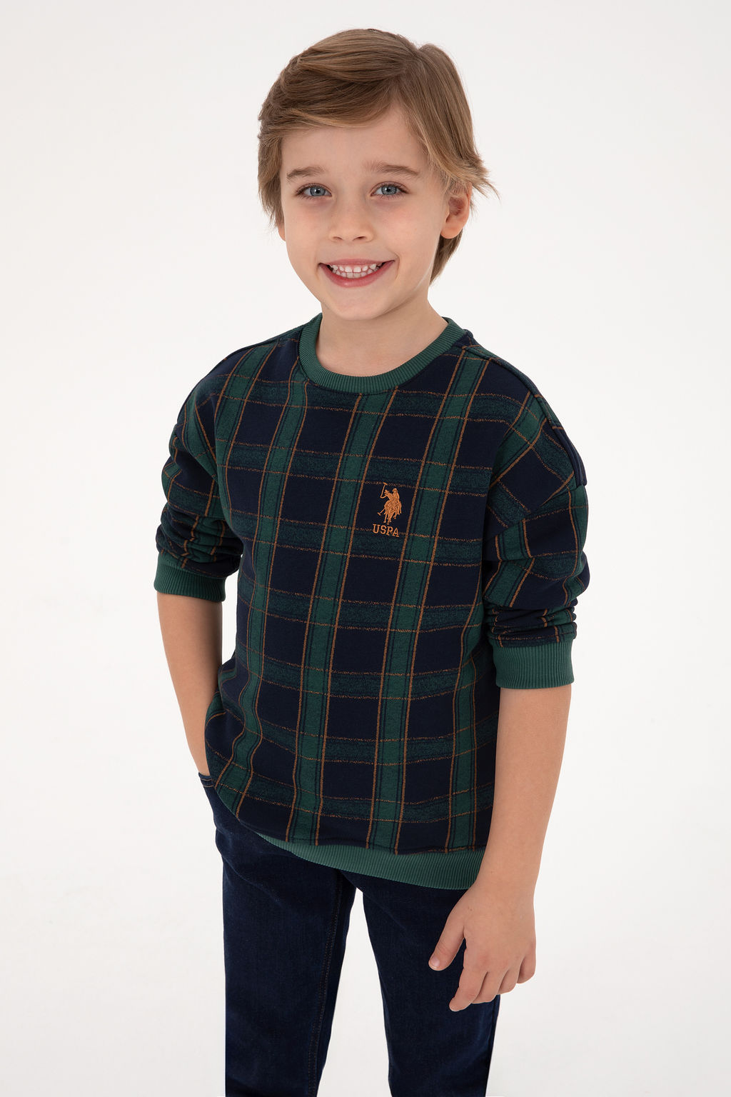 Erkek _ocuk Koyu Ye_il Bisiklet Yaka Sweatshirt - U.s. polo assn фото 9