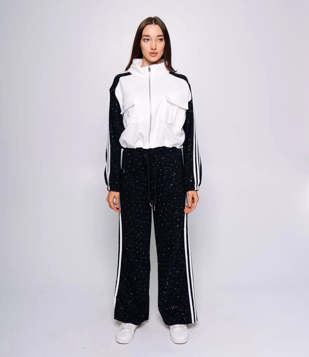 Спортивный костюм #КТ388-1, белый,чёрный