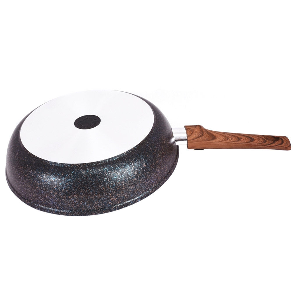 Сковорода с тефлоновым покрытием д24см Granit Ultra, h6см, съемная ручка из термостойкого пластика 17см, стеклянная жаропрочная крышка, голубой гранит (Россия) - можно использовать металлические кухонные принадлежности - Домашняя мода фото 7