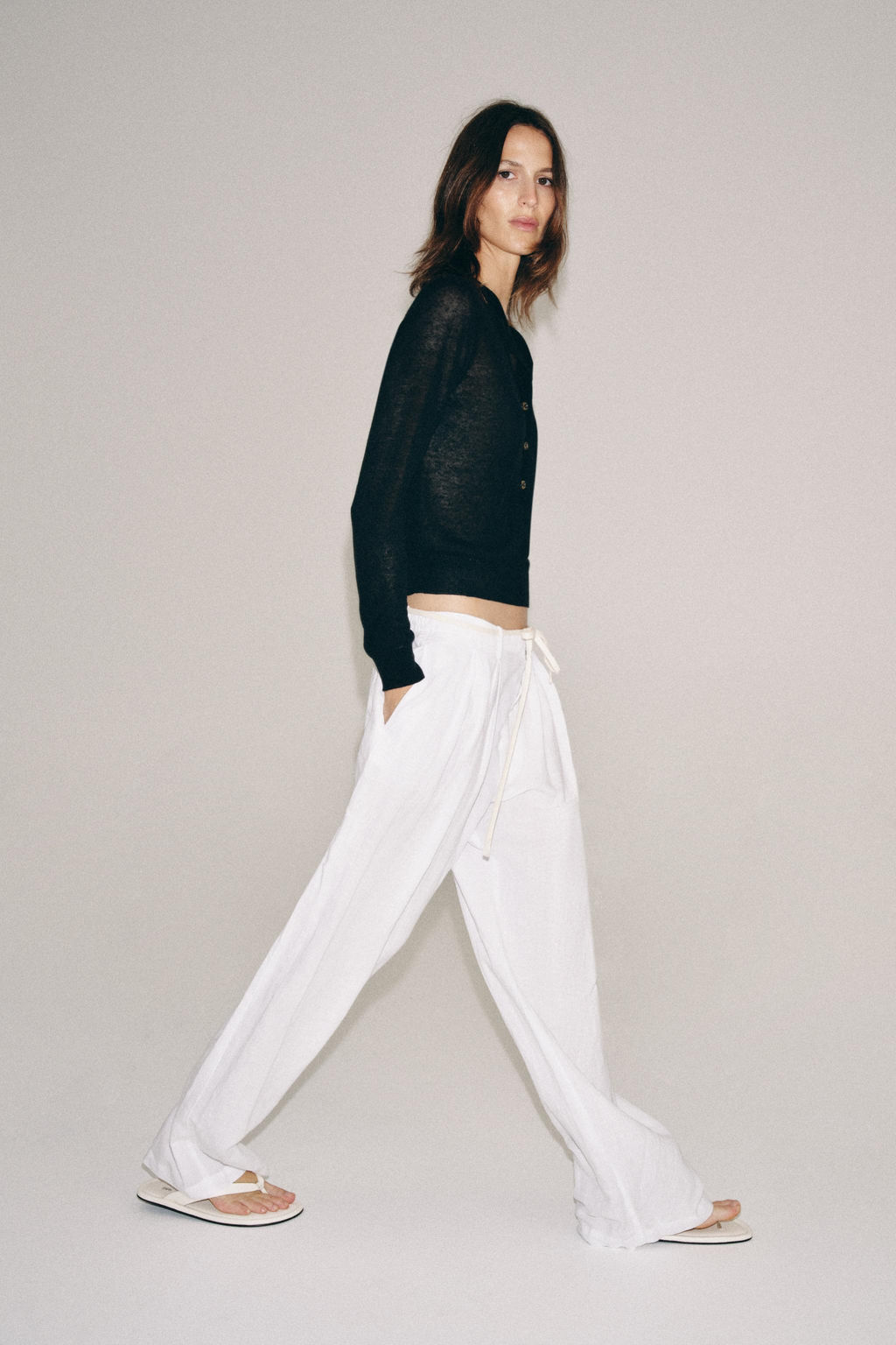 PANTAL?N CON LINO ZW COLLECTION / Blanco - Zara фото 2