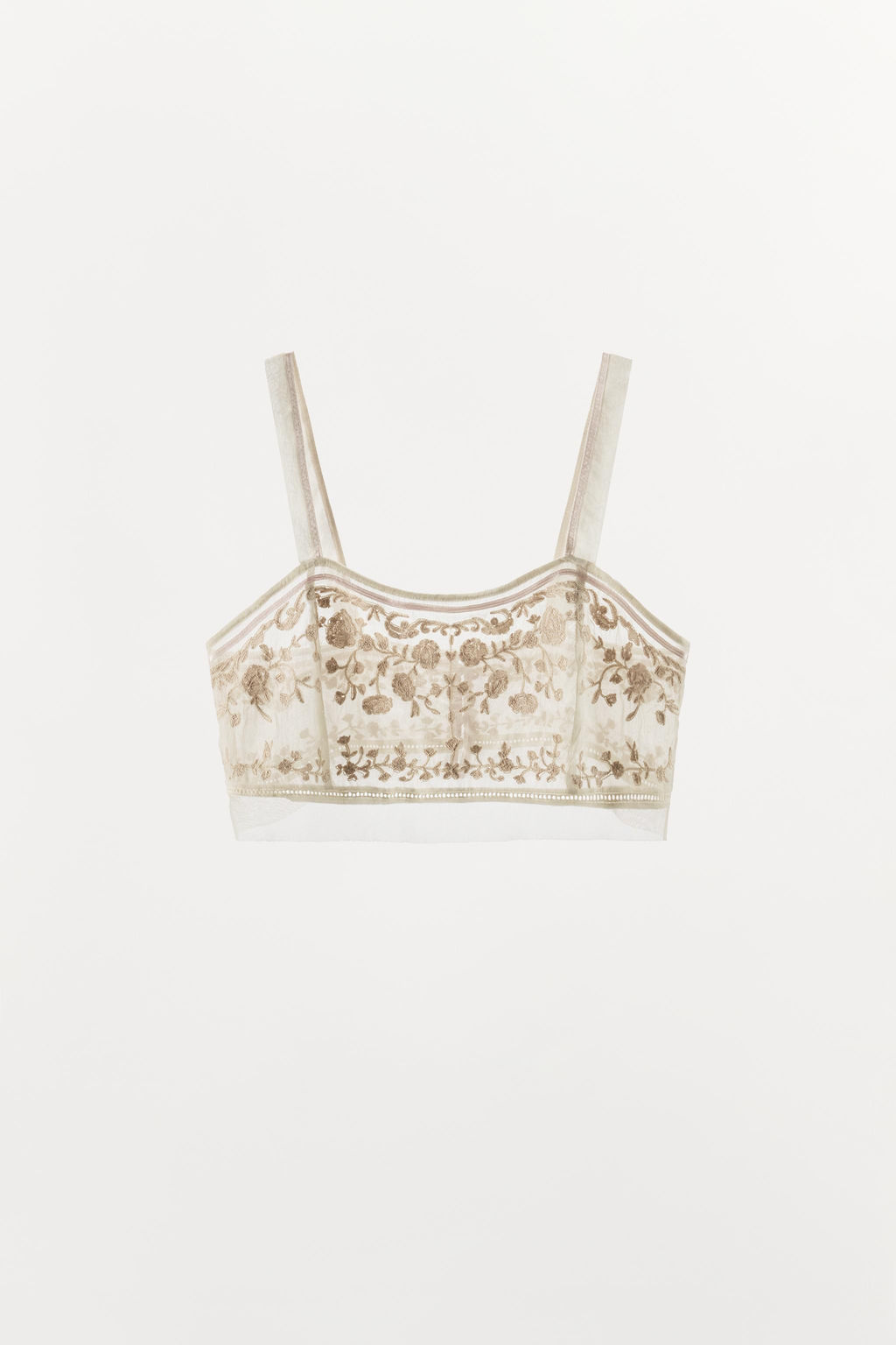 TOP CORTO BORDADO ZW COLLECTION / Crudo medio
