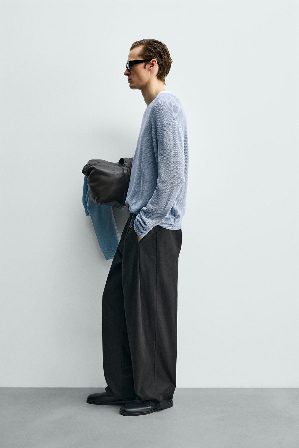 PANTAL?N WIDE  FIT PLIEGUES / Marr?n - Zara фото 4