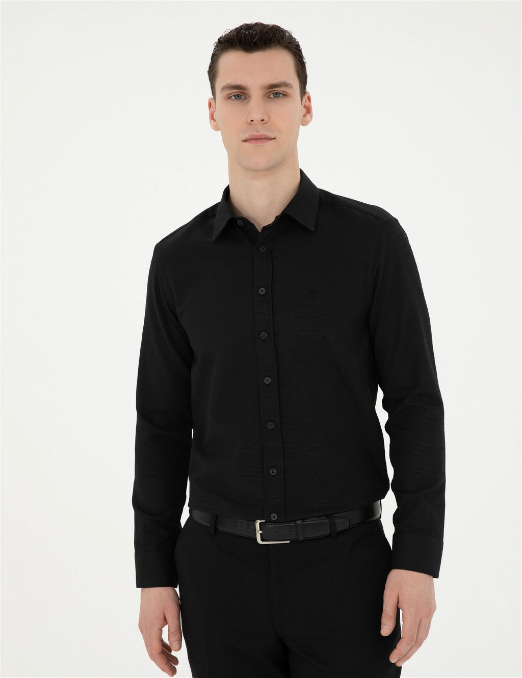 Siyah Slim Fit Arm_rl_ Uzun Kollu G_mlek